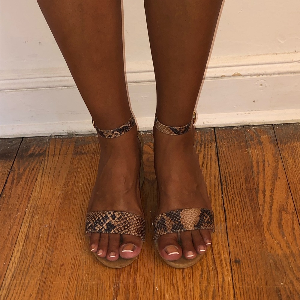 Jonak Paris Suede Snakeskin Block Heels